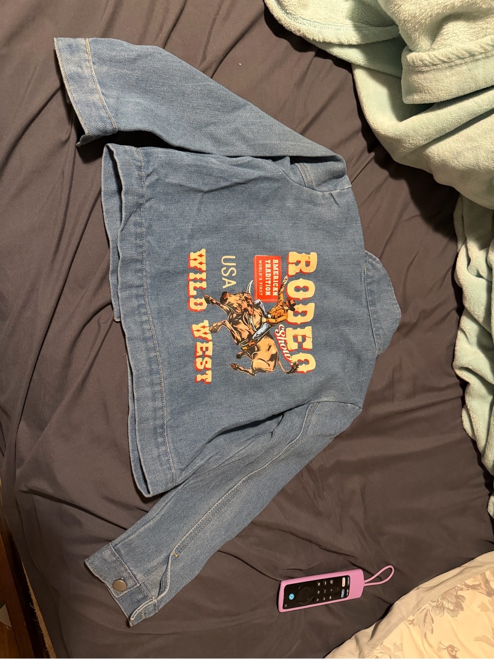 Toddlers Wild West Rodeo Graphic Denim Jacket - Blue